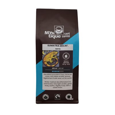 Café Mystique café bio Noir Sumatra Decaf. Gayo Mouture Filtre 227g