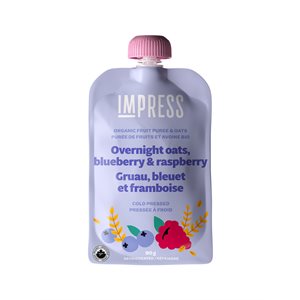 Impress Purée Pressée À Froid Gruau, Bleuet Et Framboise Biologique (Sachet) 90G