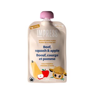 Impress Purée Pressée À Froid Boeuf, Courge Et Pomme Biologique (Sachet) 90G