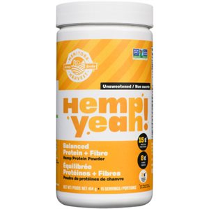 Manitoba Harvest Hemp Foods Hemp Yeah! Hemp Protein Powder Balanced Protein + Fibre Unsweetened 454 g