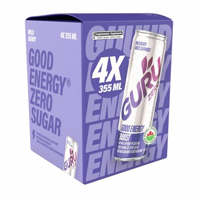 Guru Bonne Énergie Zéro Baies Sauvages 4X355Ml