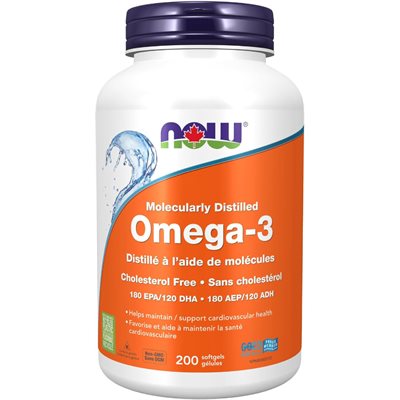 NOW Molecularly Distilled Omega-3 180 EPA / 120 DHA 200 Softgels