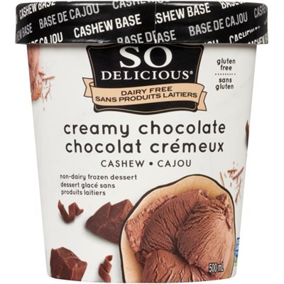 So Delicious Sans Produits Laitiers Dessert Glacé Sans Produits Laitiers Chocolat Crémeux Cajou 500 ml