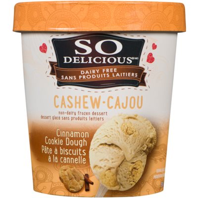 So Delicious Dairy Free Frozen Dessert Cashew Cinnamon Cookie Dough