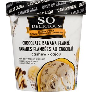 So Delicious Dairy Free Frozen Dessert Chocolate Banana Flamb Cashew 500 ml