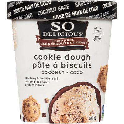 So Delicious Dairy Free Non-Dairy Frozen Dessert Cookie Dough Coconut 500 ml