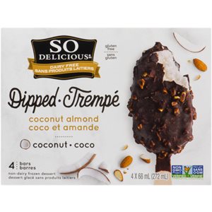 So Delicious Sans Produits Laitiers Trempé Dessert Glacé Sans Produits Laitiers Coco et Amande 4 Barres x 68 ml (272 ml)