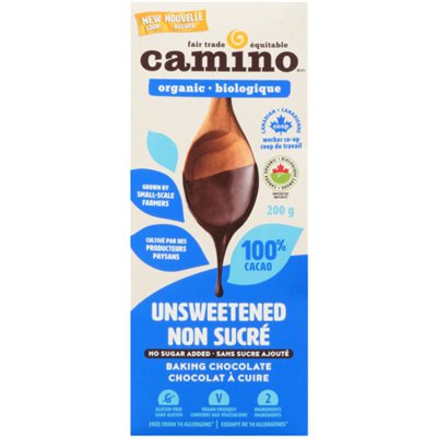 Camino Chocolat à Cuire Non Sucré Biologique 200 g