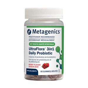 Metagenics UltraFlora Probiotiques quotidiens 3 en 1, saveur baies, 60 gelifies