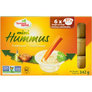 Fontaine Sant Mini Hummus Traditional 6 Single Servings x 57 g (342 g) 342g