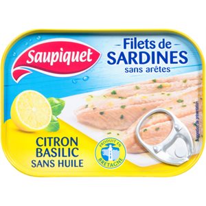 Saupiquet Filets de Sardines au Citron-Basilic Sans Huile 100 g