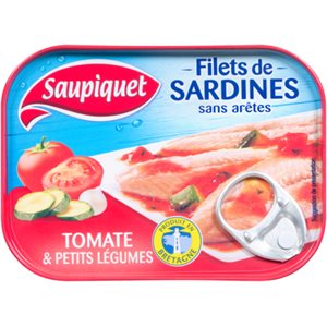 Saupiquet Filets de Sardines à la Tomate et Ses Petits Légumes 100 g