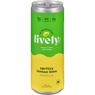 Lively Soda probiotique Spritzy Citron vert 355 ml Lively Soda probiotique Spritzy Citron vert 355 ml