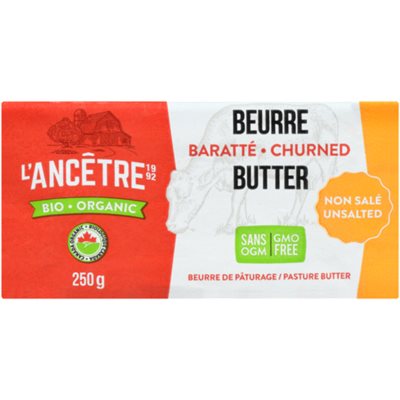 L'Ancêtre Beurre Non Sale Pasteurise Bio 250g