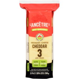 L'Ancêtre Fromage Cheddar Vieilli 3 Ans Bio 200g