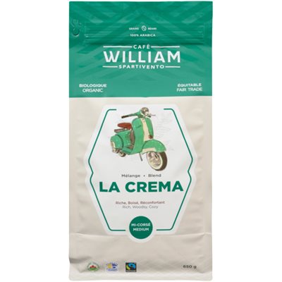 William Spartivento Café Grains Mélange La Crema Mi-Corsé Biologique 650 g