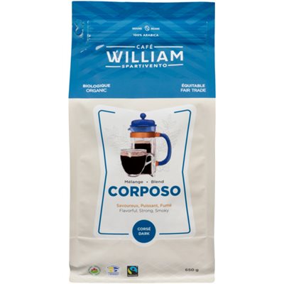 William Spartivento Caf Beans Blend Corposo Dark Organic 650 g 650g