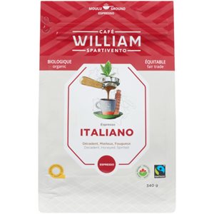 William Spartivento Caf Ground Espresso Italiano Organic 340 g