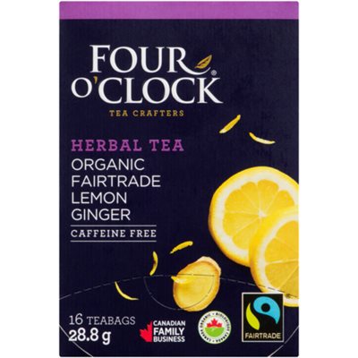 Four O'Clock Tisane Biologique équitable Citron Gingembre 16 Sachets 28.8 g