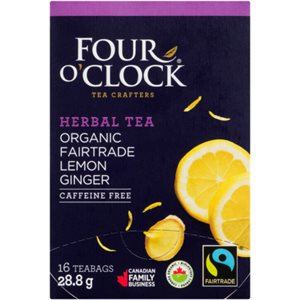 Four O'Clock Herbal Tea Organic Fairtrade Lemon Ginger 16 Teabags 28.8 g 28.8g