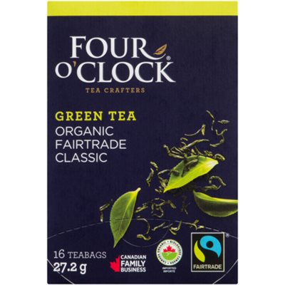 Four O'Clock Green Tea Organic Fairtrade Classic 16 Teabags 27.2 g 27.2g