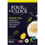 Four O'Clock Thé Vert Biologique équitable Coco Gingembre 16 Sachets 28.8 g