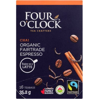 Four O'Clock Chai Organic Fairtrade Espresso 16 Teabags 35.2 g 35.2g