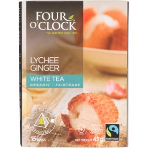 Four O'Clock Gingembre et Litchi Thé Blanc Biologique équitable 15 Sachets 45 g