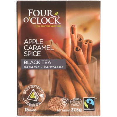 Four O'Clock Organic Fairtrade Apple Caramel Spice Black Tea 15 Bags 37.5 g 15s