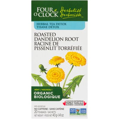 Four O'Clock Herbalist Herbal Tea Detox Roasted Dandelion Root Organic 20 Teabags 40 g 40g