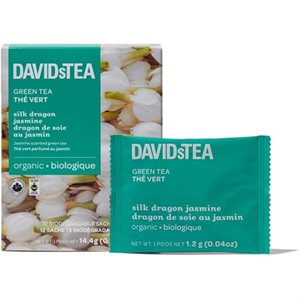 David's Tea thé dragon de soie au jasmin (biologique) 12 sachets