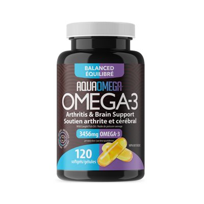 AquaOmega Oméga-3 équilibré Soutien arthrite et cérébral 120gélules AquaOmega Oméga-3 équilibré Soutien arthrite et cérébral 120gélules