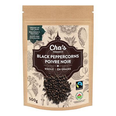Cha's Organics Whole Black Pepper 500G