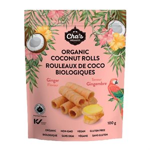Cha's Organic Coconut Rolls-Ginger 10g