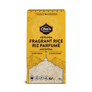 Cha's Organics Riz parfumé ancestral à grain court biologique 900g