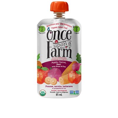 Once Upon A Farm Organic Cold Pressed Infant Food- Apple Carrot Beet With Ginger Flax 85Ml