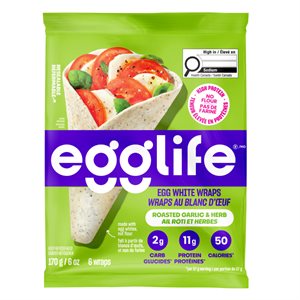 Egglife - Wraps Au Blanc D'Œuf Ail Rôti Et Herbes 170g