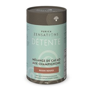 Purica Mélange de cacao avec champignons micronisés biologiques Reishi Rouge. 1400-1600mg / portion