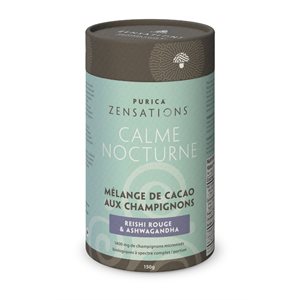 Purica Mélange de cacao avec Ashwagandha & champignons micronisés biologiques Reishi Rouge 1600mg / portion 150g