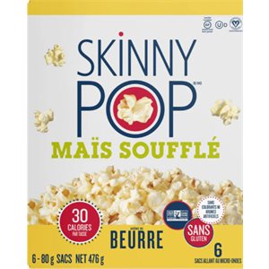 Skinny Pop Butter Microwave Popcorn 476G