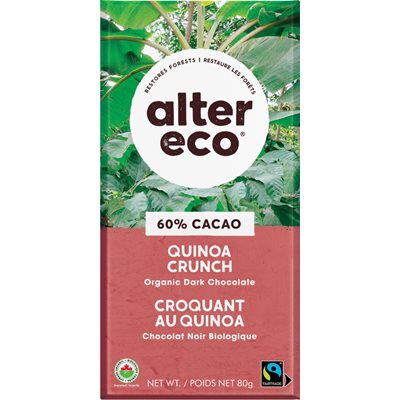 Organic Quinoa Crunch 60% Deep Dark Chocolate Bar 80G