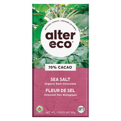 Alter Eco Chocolat Noir Intense Biologique Fleur de Sel 80 g Alter Eco Chocolat Noir Intense Biologique Fleur de Sel 80 g