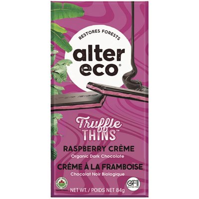 Alter Eco Truffle Thins Raspberry Crème Organic Dark Chocolate Bar 84G