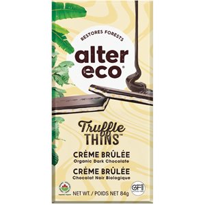 TABLETTE CHOCOLAT NOIR TRUFFLE THINS CRÈME BRÛLÉE BIO 84GR