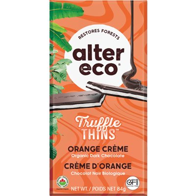 TABLETTE CHOCOLAT NOIR TRUFFLE THINS CRÈME D'ORANGE BIO 84GR