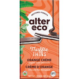 TABLETTE CHOCOLAT NOIR TRUFFLE THINS CRÈME D'ORANGE BIO 84GR