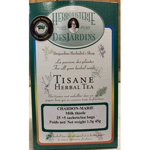 Herboristerie Desjardins Milk Thistle Herbal Tea, Bonus Size Tau 25+5 Bags