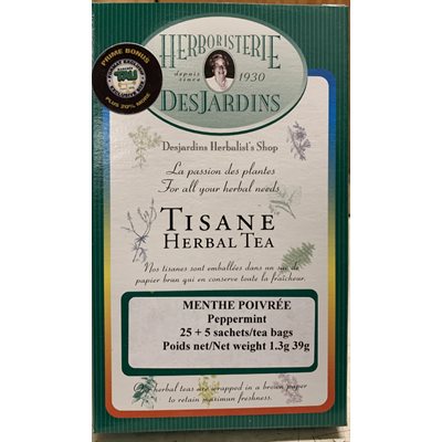 Herboristerie Desjardins Tisane De Menthe Poivrée Format Boni Tau 25+5 Sachets