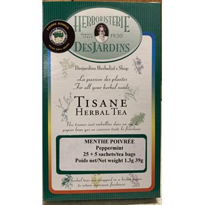 Herboristerie Desjardins Tisane De Menthe Poivrée Format Boni Tau 25+5 Sachets