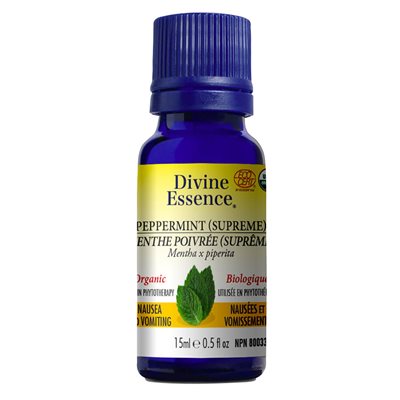 Divine Essence Menthe poivrée Suprême Huile Essentielle Biologique 15ml